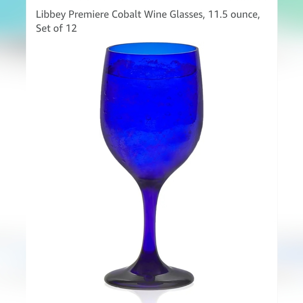 Libbey Cobalt Blue Wine Glasses Set Of 12